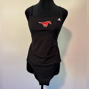 Size 32 Mustang Logo adidas Womens Infinitex + C Back One Piece Swimsuit